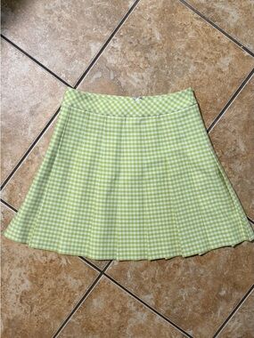 Aritzia Sunday Best Lime Green Gingham Skirt
